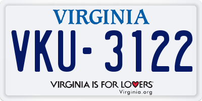 VA license plate VKU3122