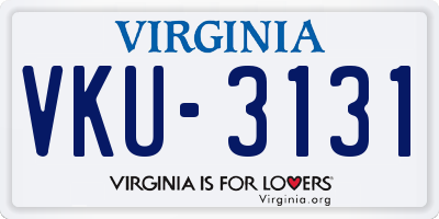 VA license plate VKU3131