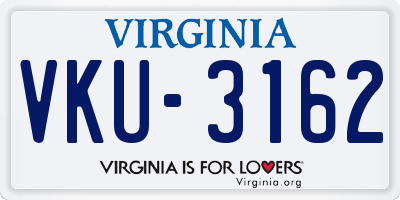 VA license plate VKU3162