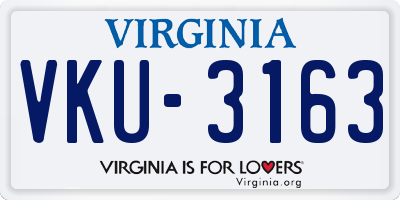 VA license plate VKU3163