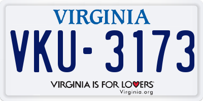 VA license plate VKU3173