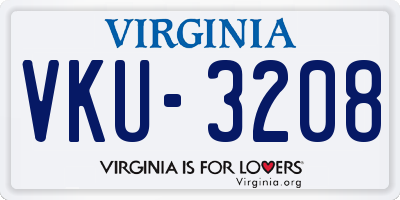 VA license plate VKU3208