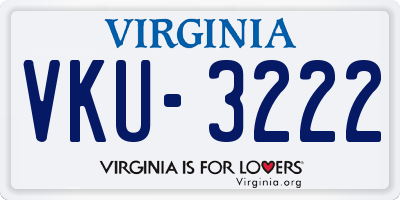 VA license plate VKU3222