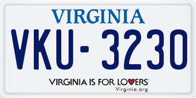 VA license plate VKU3230
