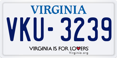 VA license plate VKU3239