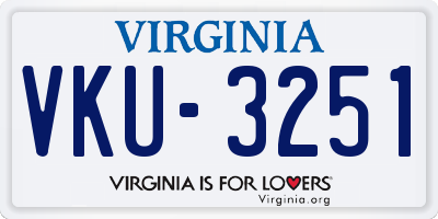 VA license plate VKU3251
