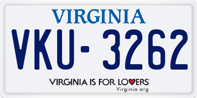 VA license plate VKU3262