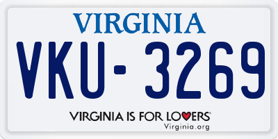 VA license plate VKU3269