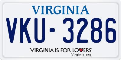 VA license plate VKU3286