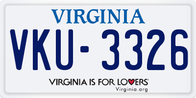 VA license plate VKU3326
