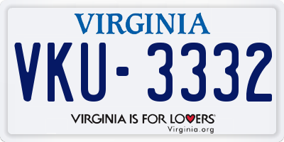 VA license plate VKU3332