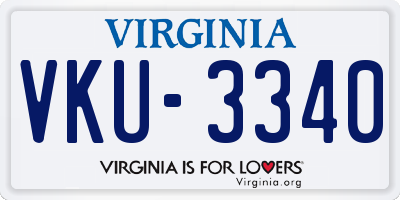 VA license plate VKU3340