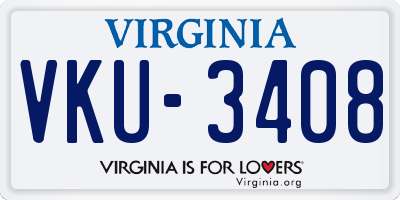 VA license plate VKU3408