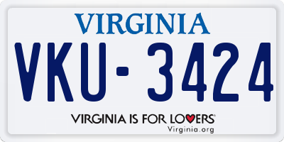 VA license plate VKU3424