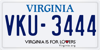 VA license plate VKU3444