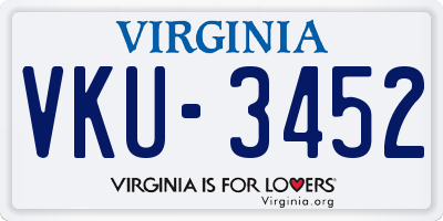 VA license plate VKU3452
