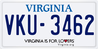 VA license plate VKU3462