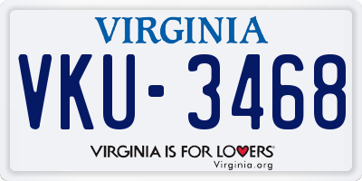 VA license plate VKU3468
