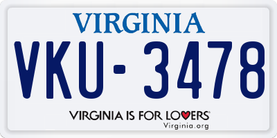 VA license plate VKU3478
