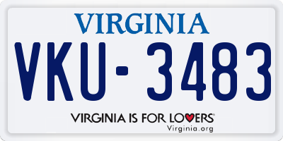 VA license plate VKU3483