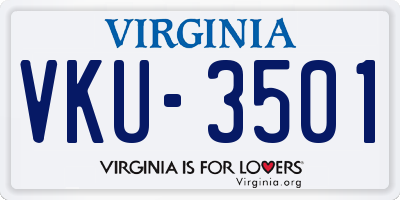 VA license plate VKU3501