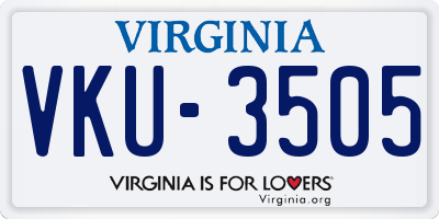 VA license plate VKU3505