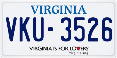 VA license plate VKU3526