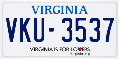 VA license plate VKU3537