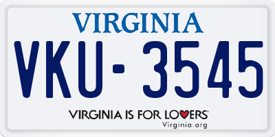 VA license plate VKU3545