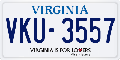 VA license plate VKU3557