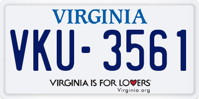 VA license plate VKU3561