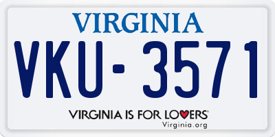 VA license plate VKU3571