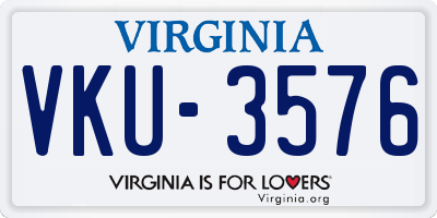 VA license plate VKU3576