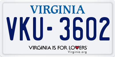 VA license plate VKU3602