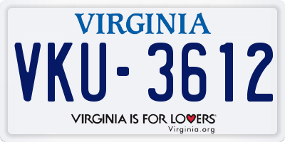 VA license plate VKU3612
