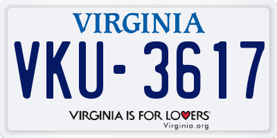 VA license plate VKU3617