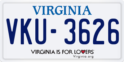 VA license plate VKU3626