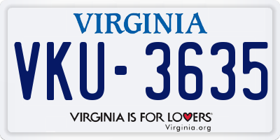 VA license plate VKU3635