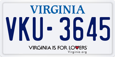 VA license plate VKU3645