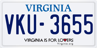 VA license plate VKU3655