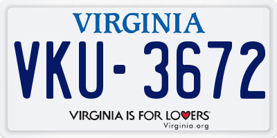 VA license plate VKU3672