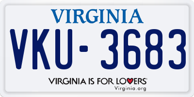 VA license plate VKU3683