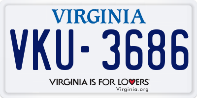 VA license plate VKU3686