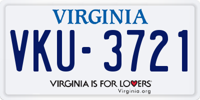 VA license plate VKU3721