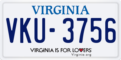 VA license plate VKU3756