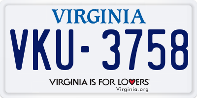 VA license plate VKU3758