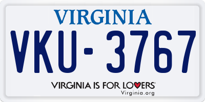 VA license plate VKU3767