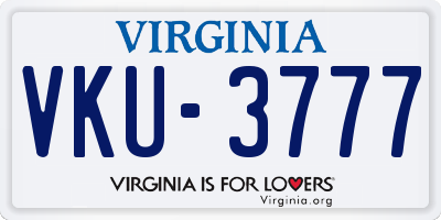 VA license plate VKU3777