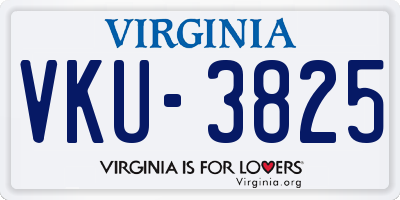 VA license plate VKU3825