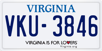 VA license plate VKU3846